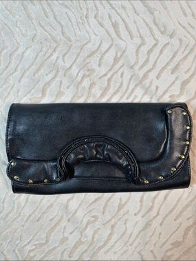 Big Buddha Black & Gold Studded Clutch/Shoulder Bag